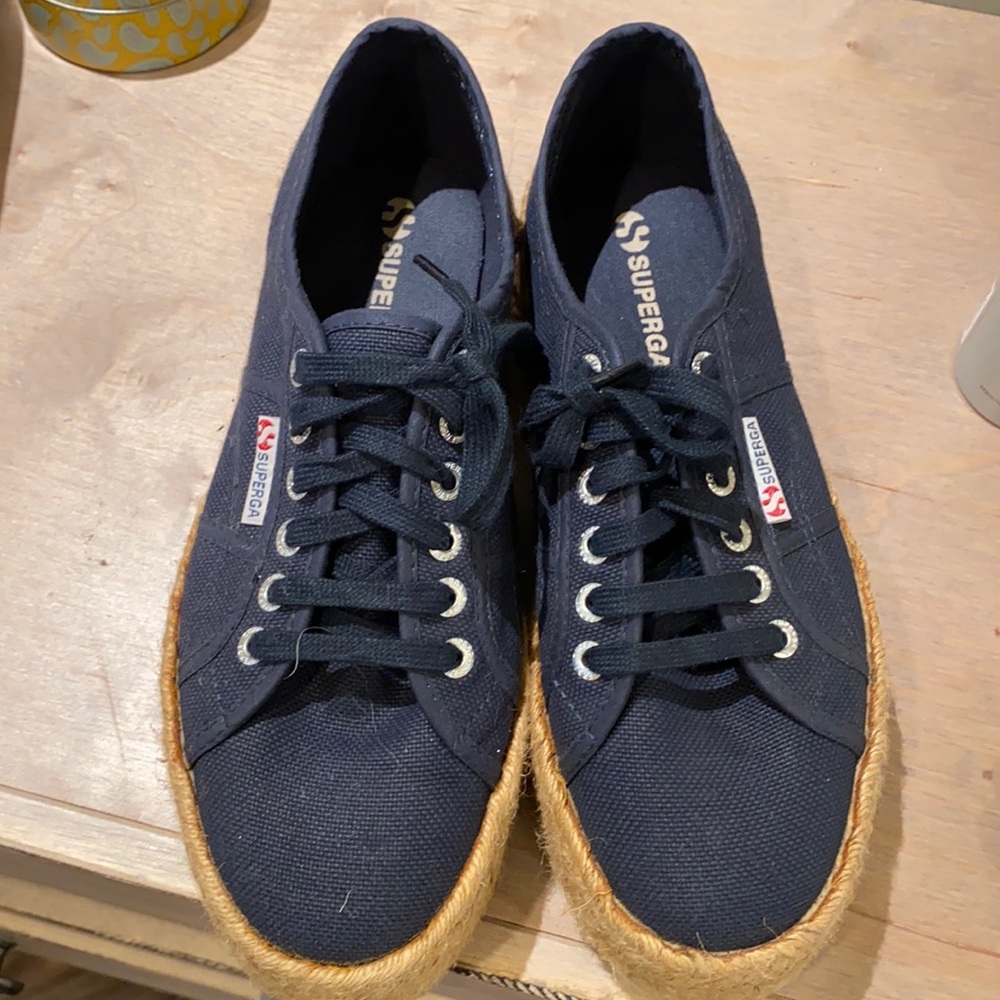 Superga Rope Navy platform shoes